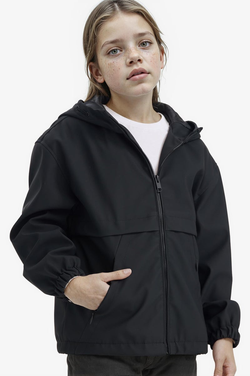 DeFacto Black Girl Girl Waterproof Hooded Raincoat Casual - Image 1